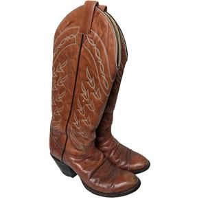 TONY LAMA Women's Size 6 Cowgirl Boots Brwn Western Leather Stitched Style 7442